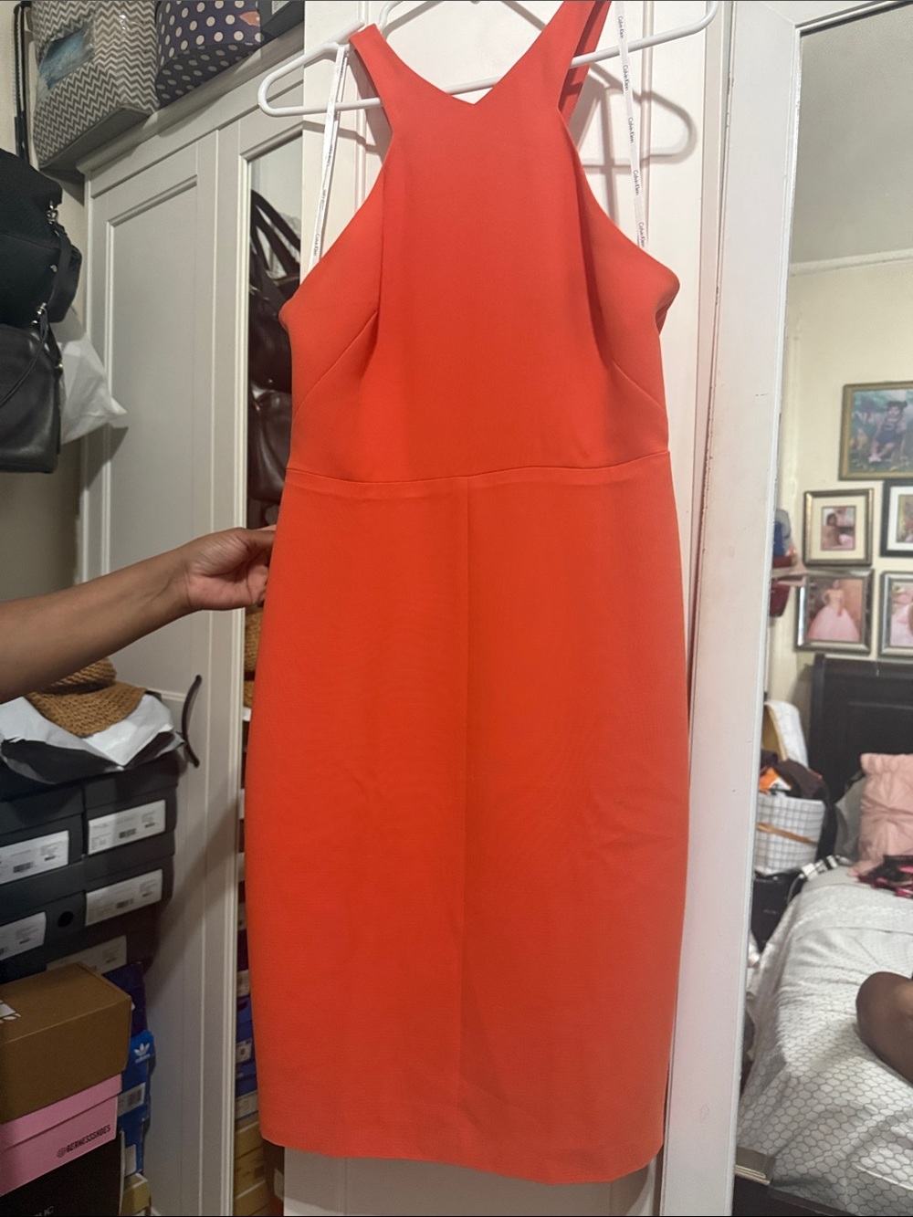 Calvin Klein Orange Halter Midi Dress